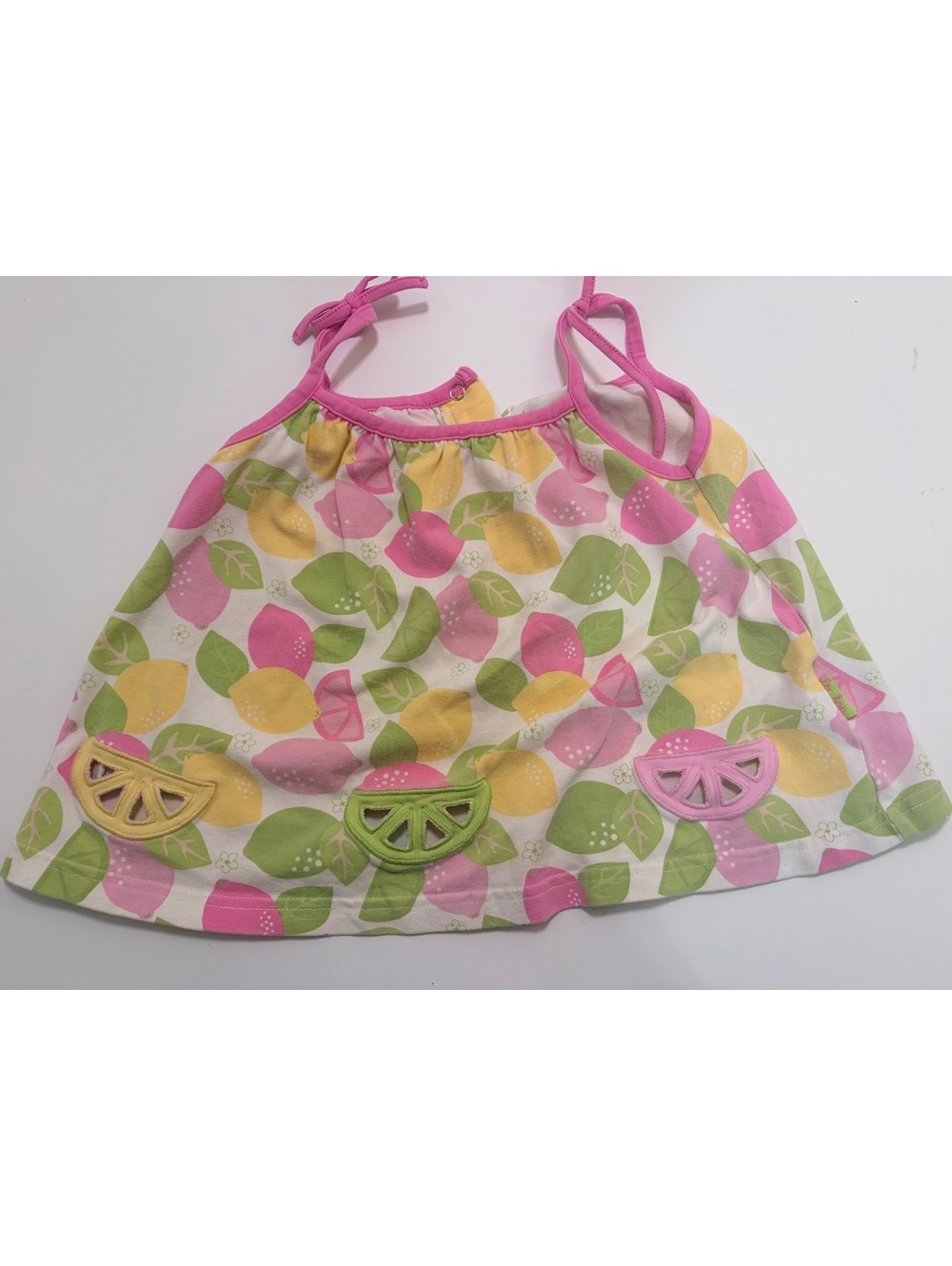 Vintage Le Top Lemon Lime Fruit Print Applique Sun Dress Size 4T